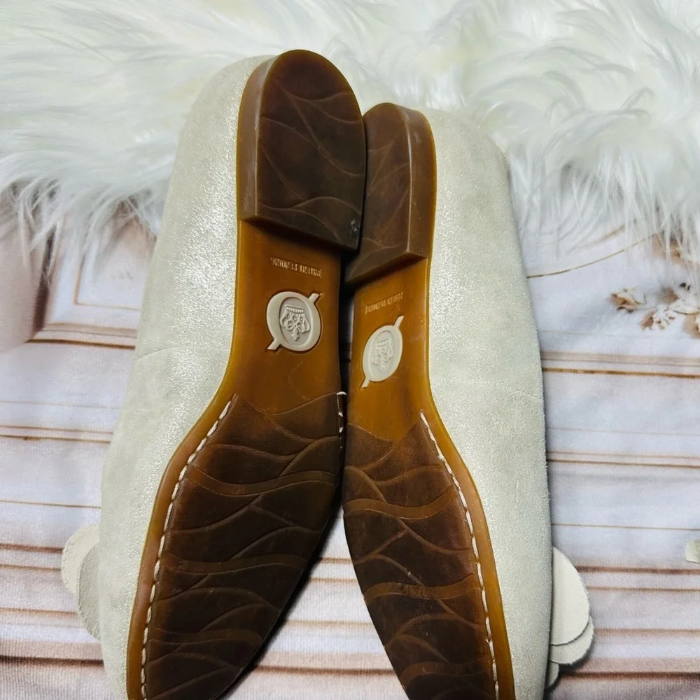 Born Metallic Beige Flower Ballet Flats